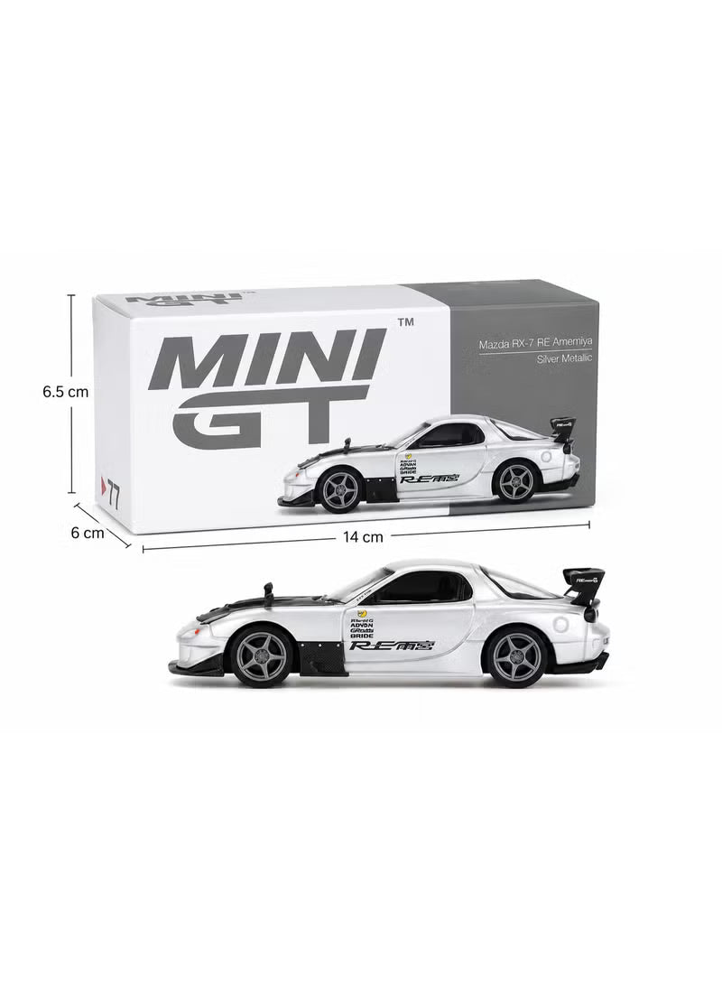 MINI GT Mazda RX-7 RE-Amemiya – Silver Metallic #77