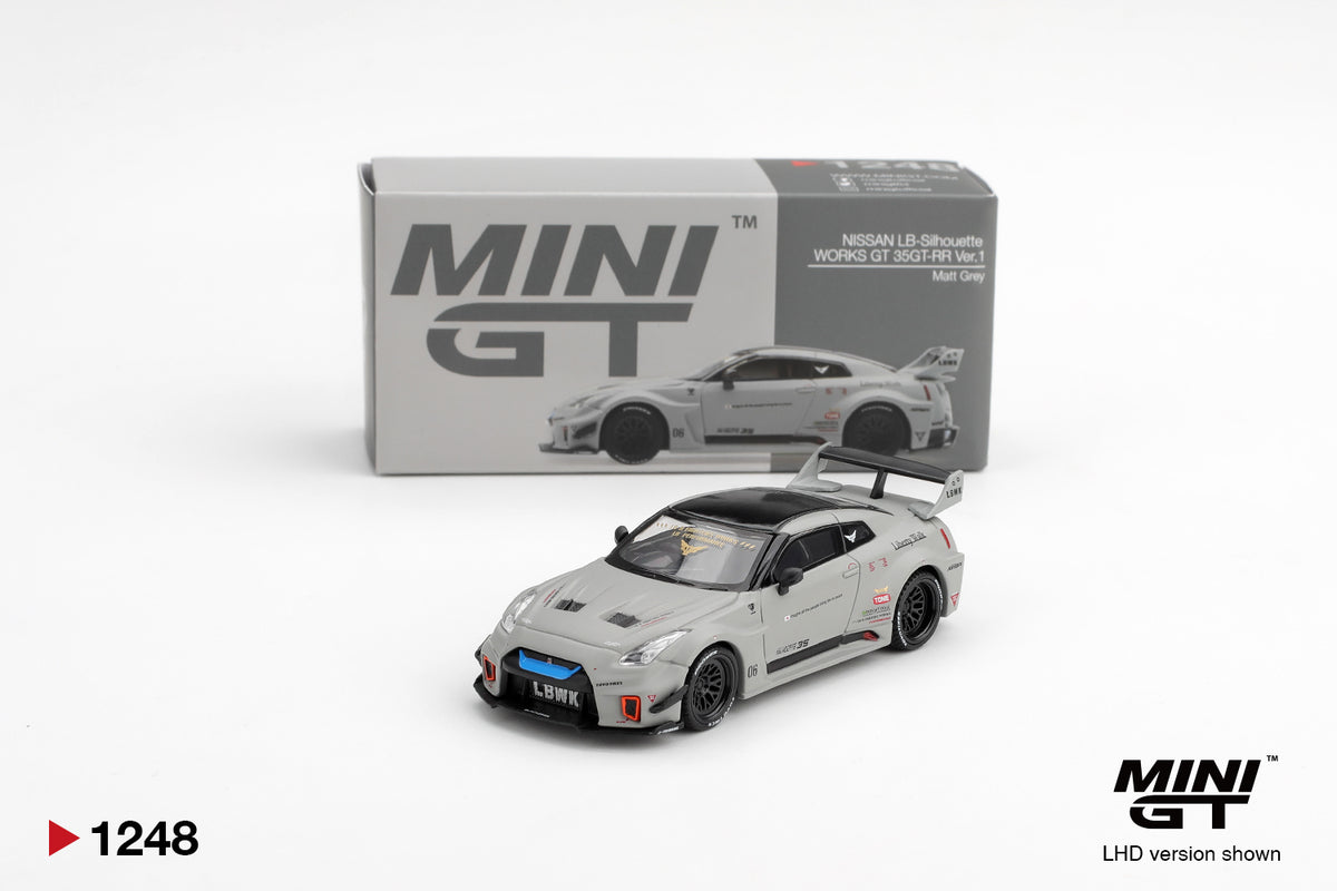 MINI GT Nissan LB-Silhouette WORKS GT 35GT-RR Ver.1 – Matt Grey #1248 – manufacturer reference