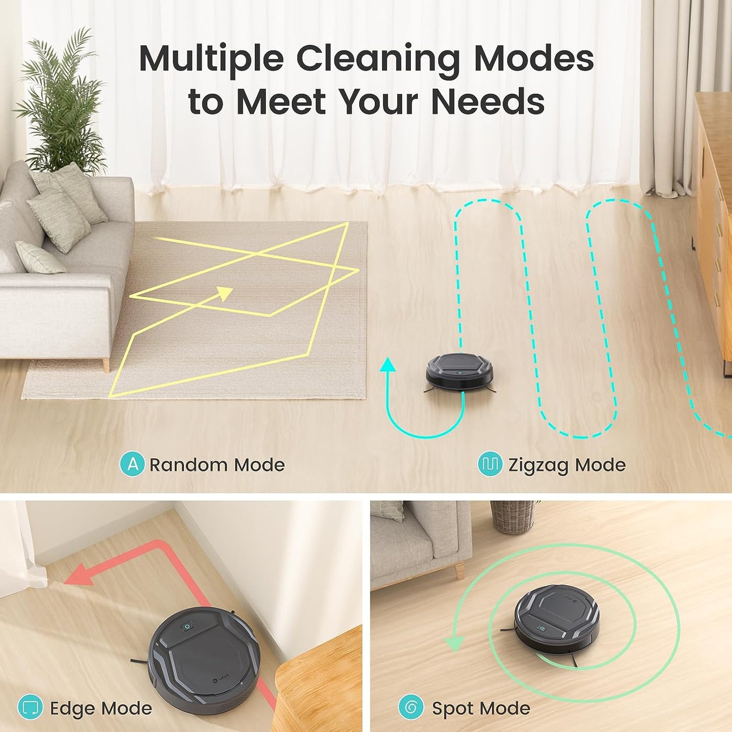 M210 Pro Robot Vacuum, 3 Adjustable Suction, Wifi/App/Alexa, 120 Min Runtime, Self-Charging Robotic Vacuums, Slim, Quiet, 6 Cleaning Modes Ideal for Pet Hair, Hard Floors