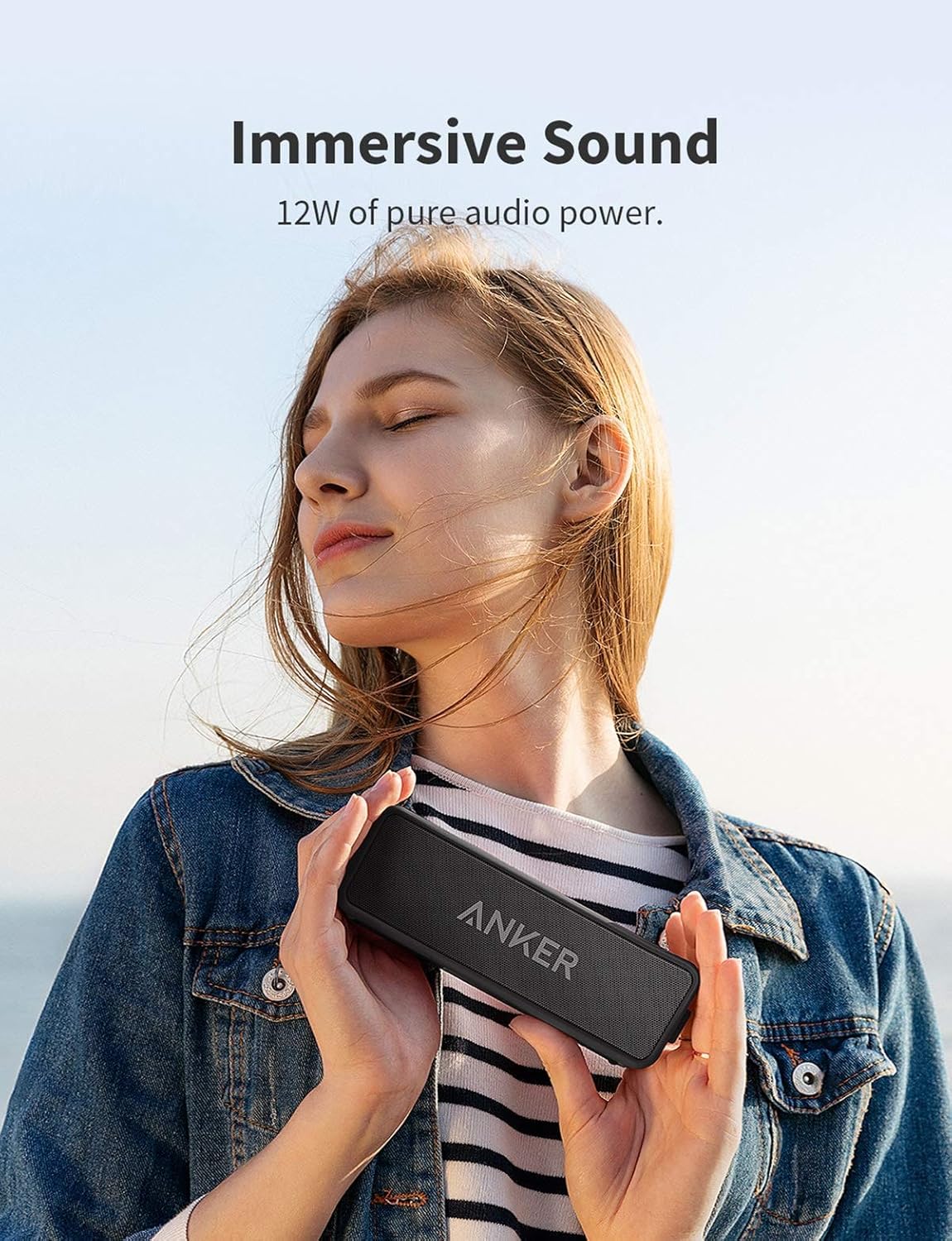 Soundcore 2 Portable Bluetooth Speaker with IPX7 Waterproof, 24-Hour Playtime, Wireless Stereo Pairing, 12W Stereo Sound, Bluetooth 5, Bassup, Electronics for Home, Shower, Outdoors, Travel