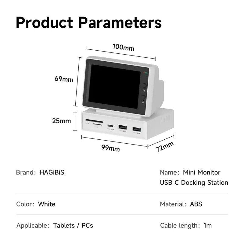 Hagibis 3.5Inch IPS Mini Screen AIDA64 Mini PC CPU RAM HDD Data Monitor Display