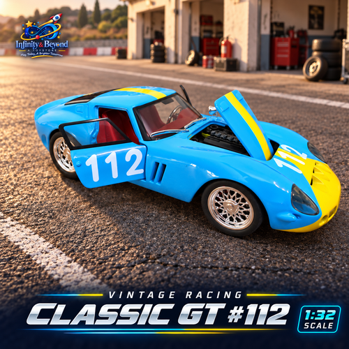 Classic GT Racing Diecast Car – Blue & Yellow #112 | 1:32 – Infinity & Beyond branded thumbnail