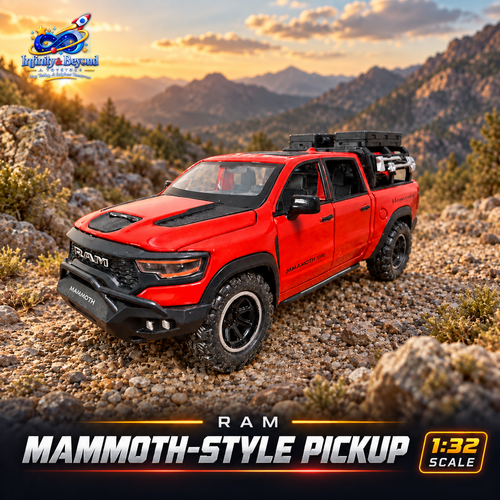 RAM Mammoth-Style Off-Road Diecast Pickup – Red | 1:32 – Infinity & Beyond branded thumbnail