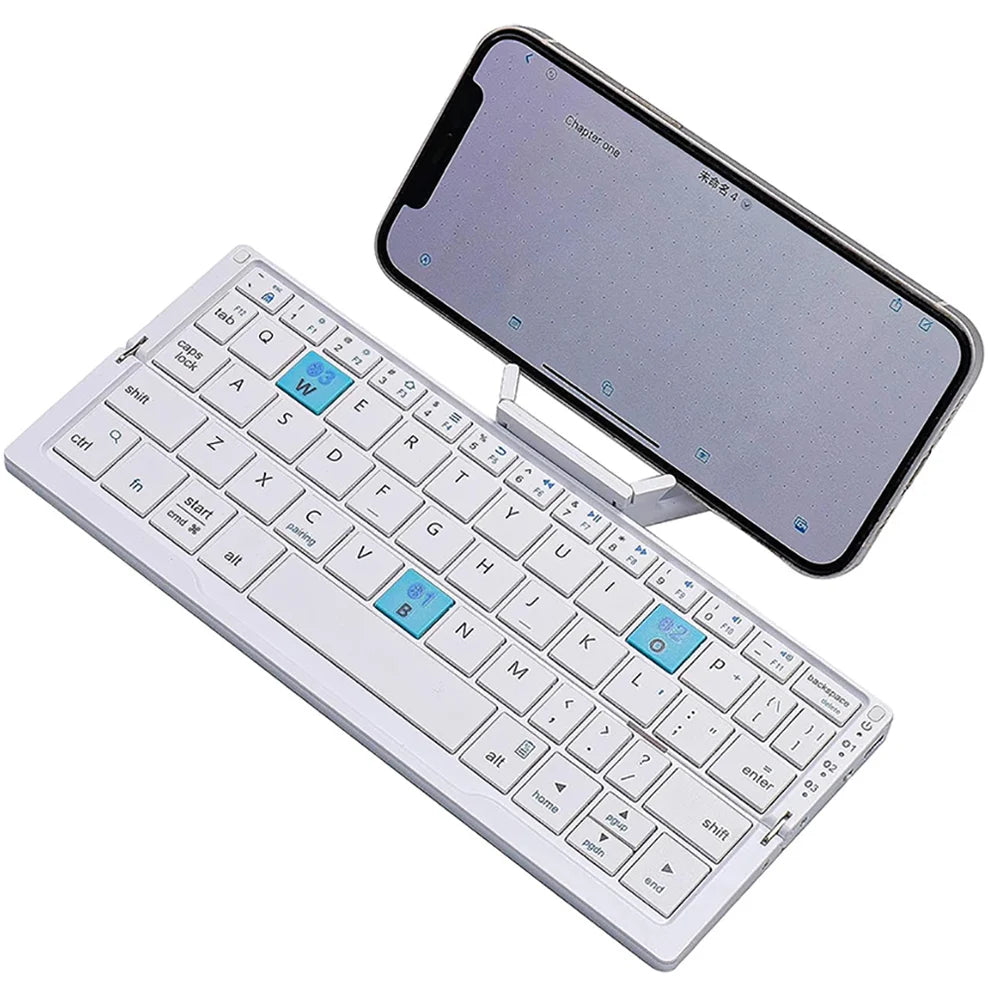 Foldable Wireless Keyboard with Magnetic Stand Aluminum Alloy Mini Folding Keyboard Rechargeable Keyboard for Tablet/Pad