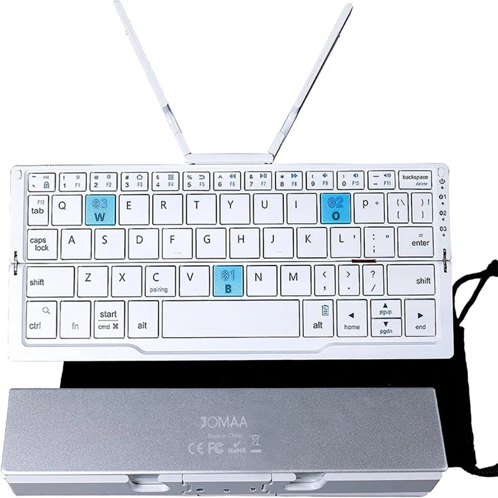 Foldable Wireless Keyboard with Magnetic Stand Aluminum Alloy Mini Folding Keyboard Rechargeable Keyboard for Tablet/Pad