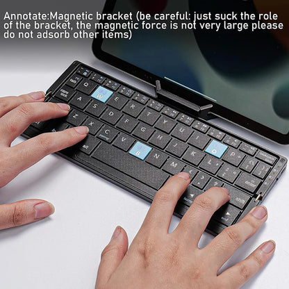 Foldable Wireless Keyboard with Magnetic Stand Aluminum Alloy Mini Folding Keyboard Rechargeable Keyboard for Tablet/Pad