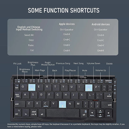 Foldable Wireless Keyboard with Magnetic Stand Aluminum Alloy Mini Folding Keyboard Rechargeable Keyboard for Tablet/Pad