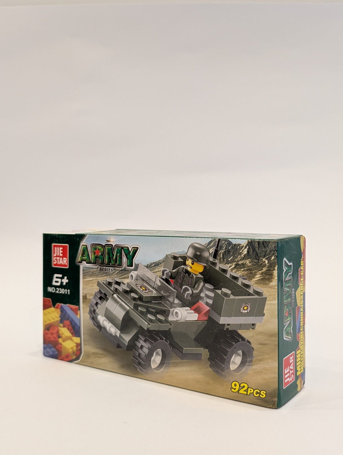 Army Off-Road Vehicle Building Set — 92 Pieces | JIE STAR 23011 — original packaging photo