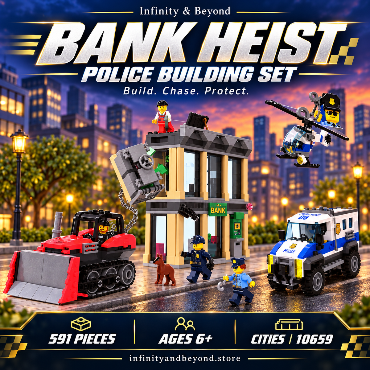 Cities Bank Heist Police Building Set – 591 Pieces (10659) — detailed thumbnail