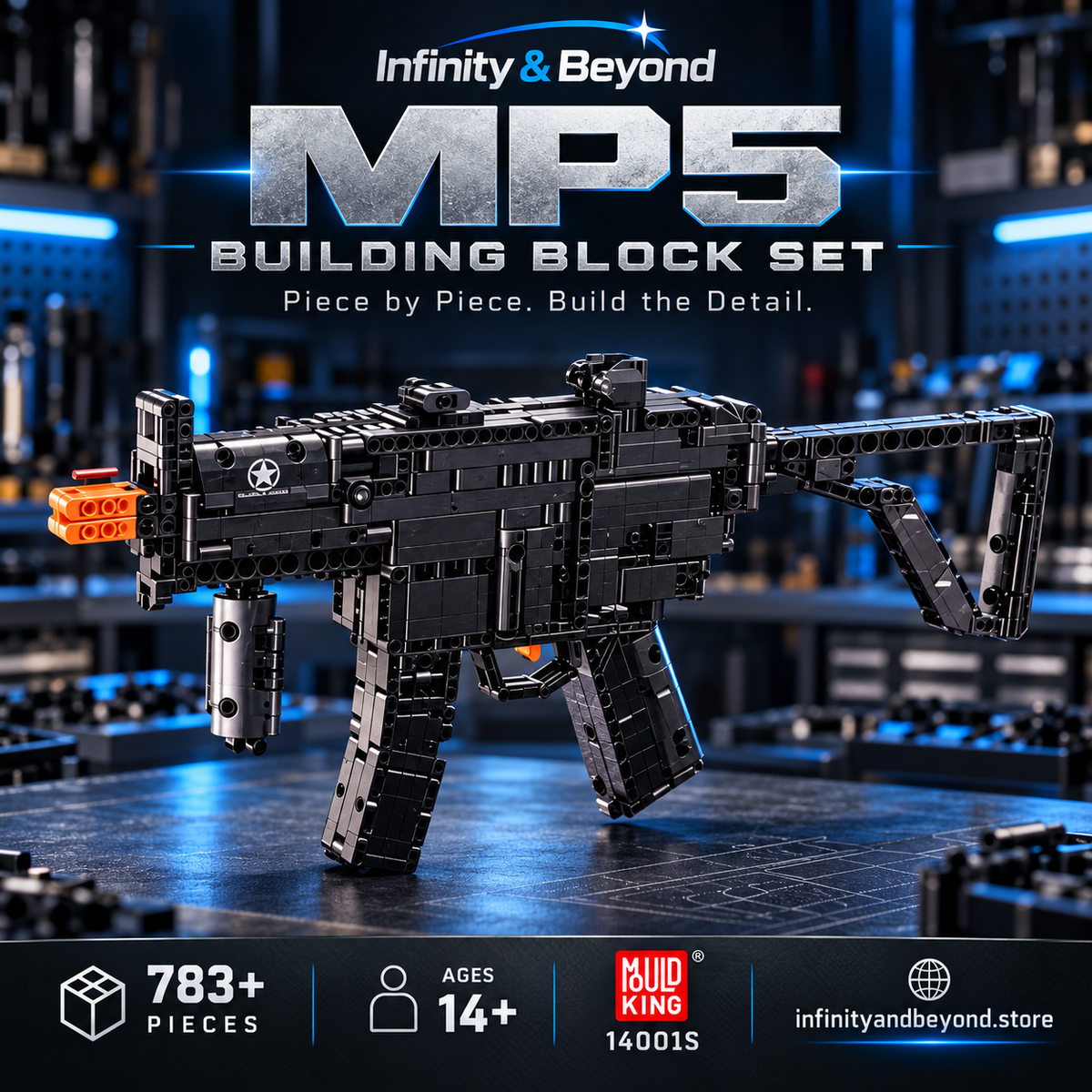 MOULD KING MP5 Building Block Model — 783+ Pieces | 14001S — themed thumbnail