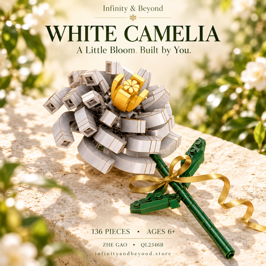 White Camellia Flower Building Set — 136 Pieces | ZHE GAO QL2346B — themed thumbnail