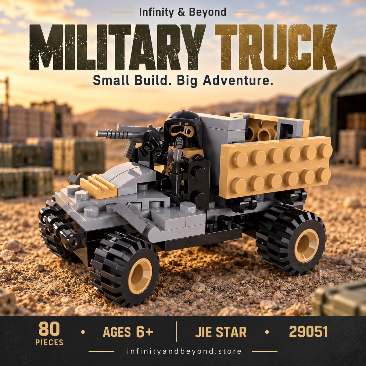 Military Truck Building Set — 80 Pieces | JIE STAR 29051 — themed thumbnail