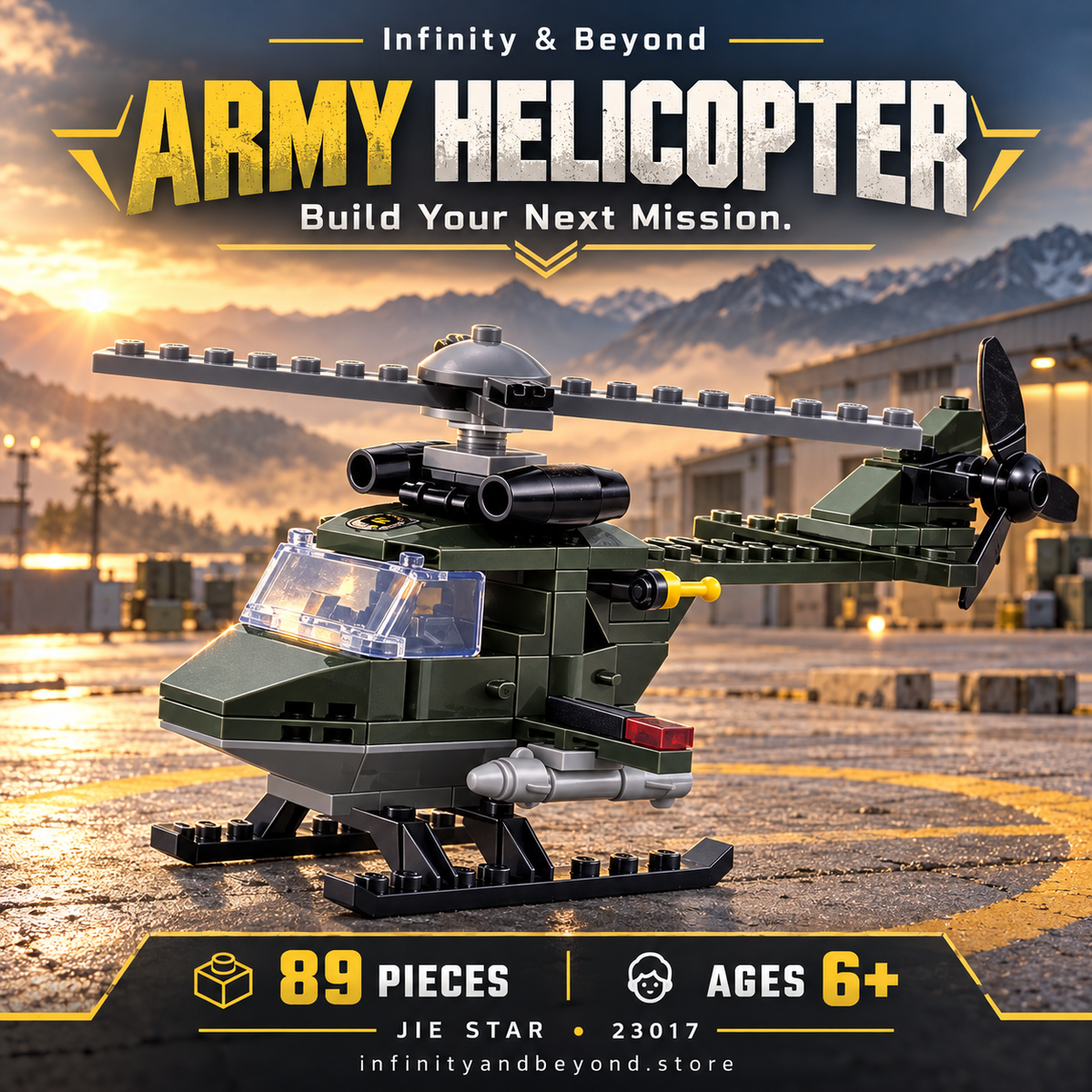 Army Helicopter Building Set — 89 Pieces | JIE STAR 23017 — themed thumbnail