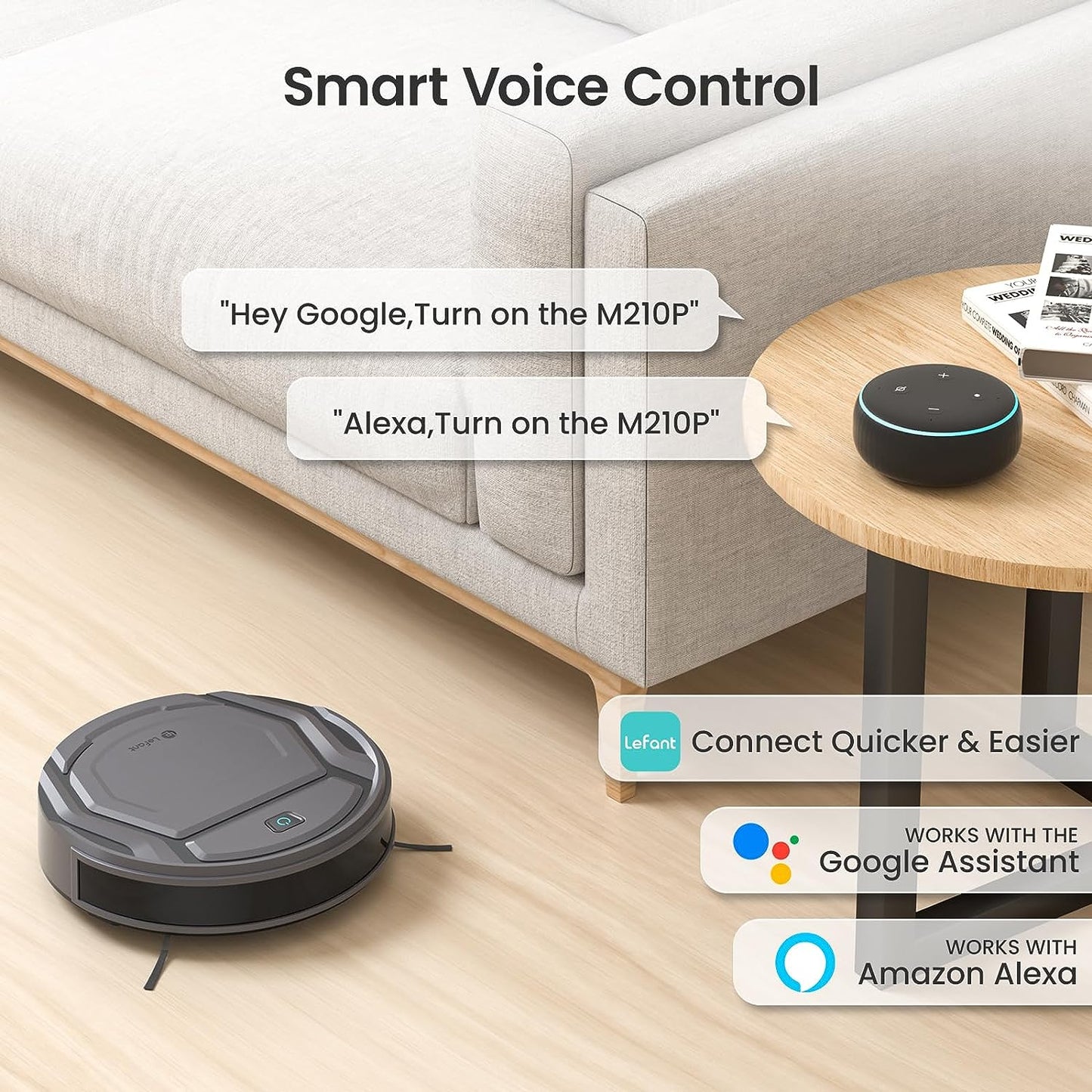 M210 Pro Robot Vacuum, 3 Adjustable Suction, Wifi/App/Alexa, 120 Min Runtime, Self-Charging Robotic Vacuums, Slim, Quiet, 6 Cleaning Modes Ideal for Pet Hair, Hard Floors