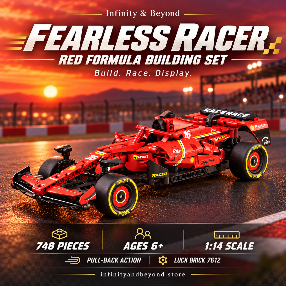 Fearless Racer red Formula building set — 748 pieces, ages 6+, 1:14 scale