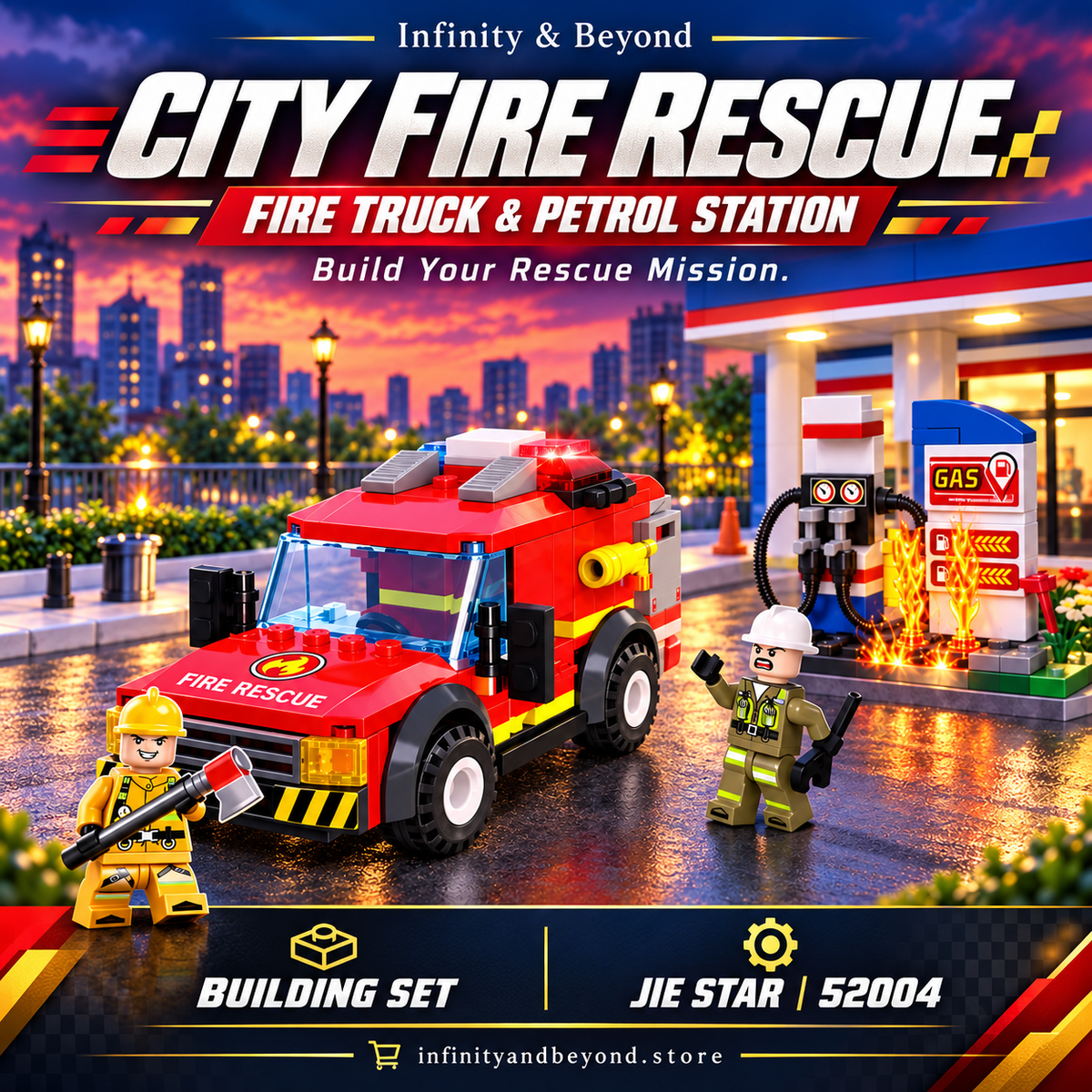 Global City Fire Truck & Petrol Station (52004) — detailed thumbnail
