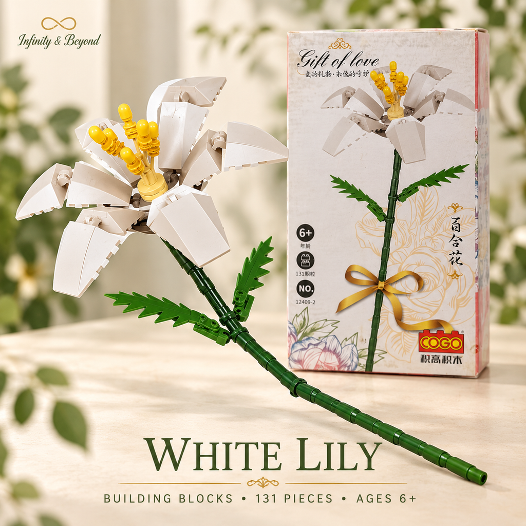 COGO White Lily Flower Building Blocks – 131 Pieces styled thumbnail