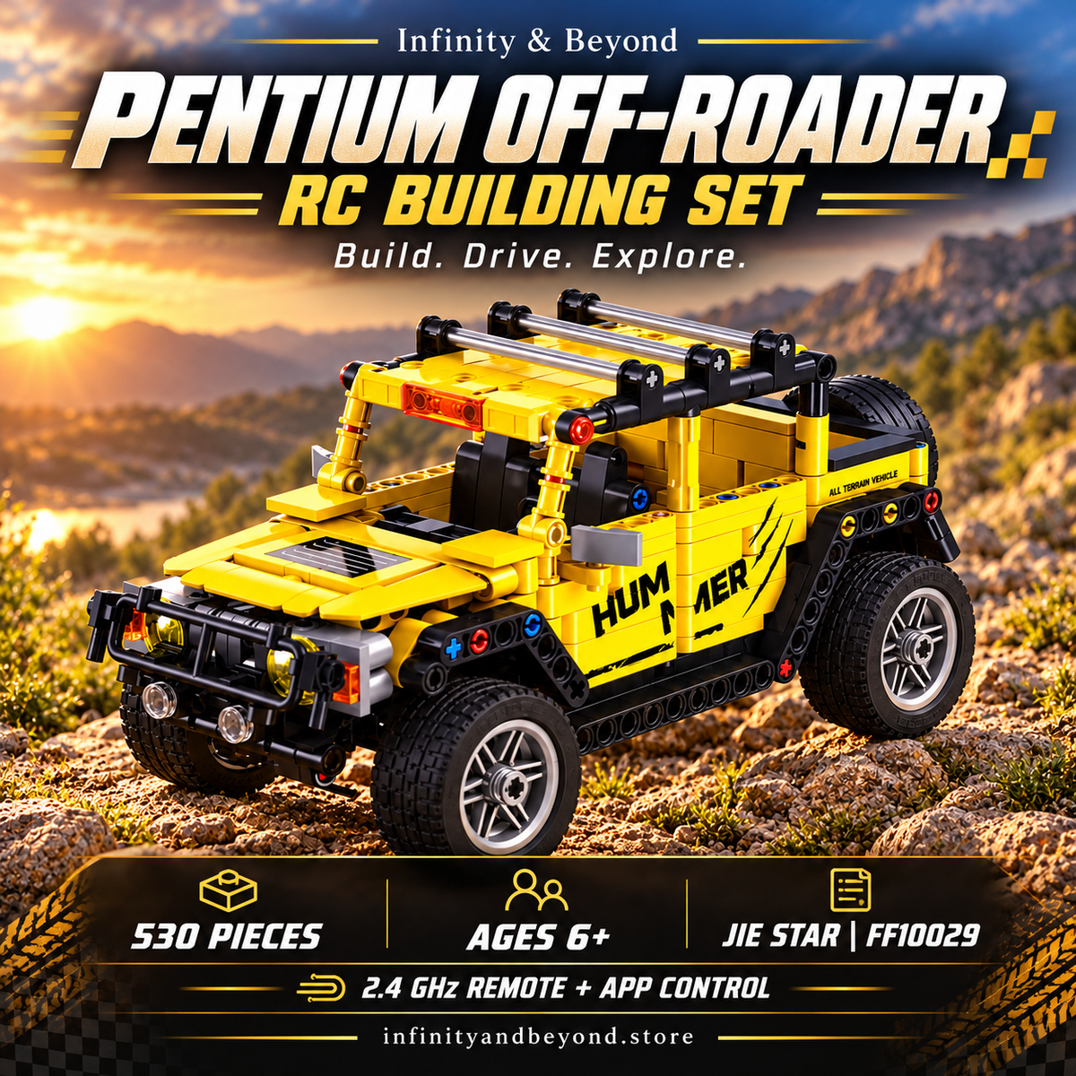Technic Pentium Yellow RC Off-Road Vehicle – 530 Pieces (FF10029) — detailed thumbnail