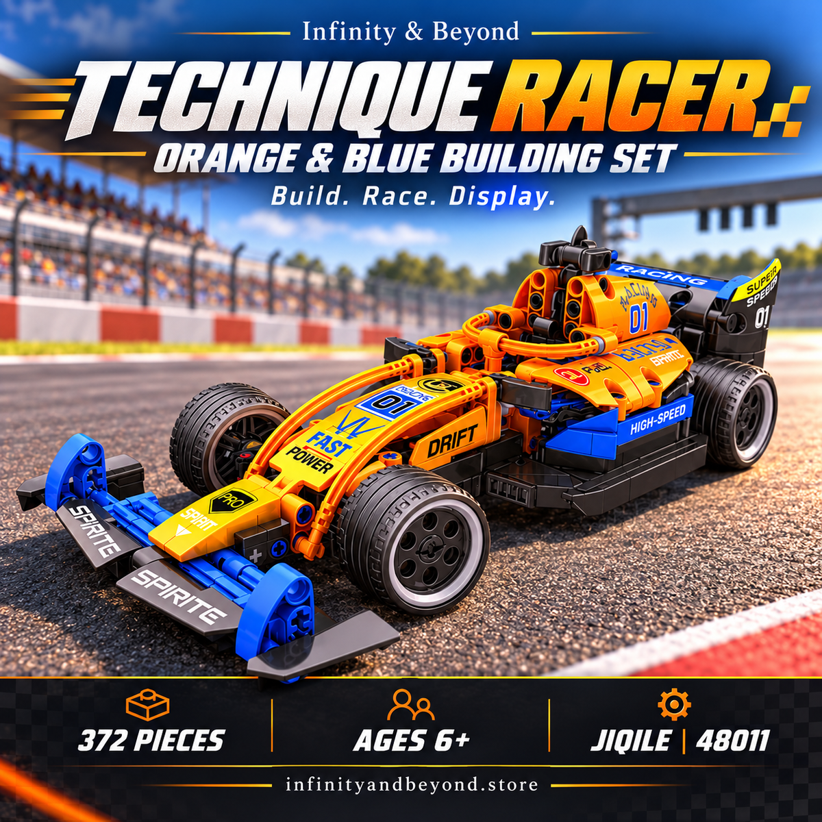 Technique Orange & Blue Racing Car – 372 Pieces (48011) — detailed thumbnail