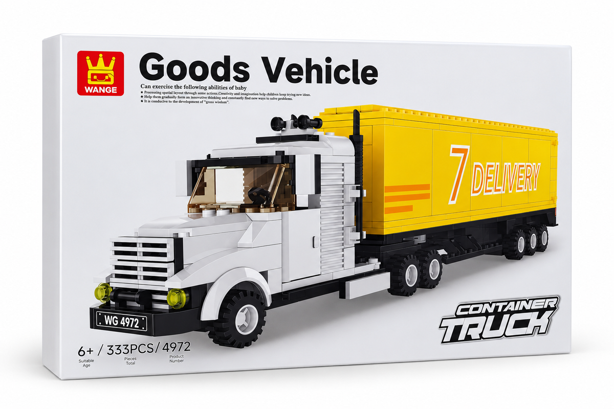WANGE Container Truck Building Blocks – 333 Pieces retail box on white background