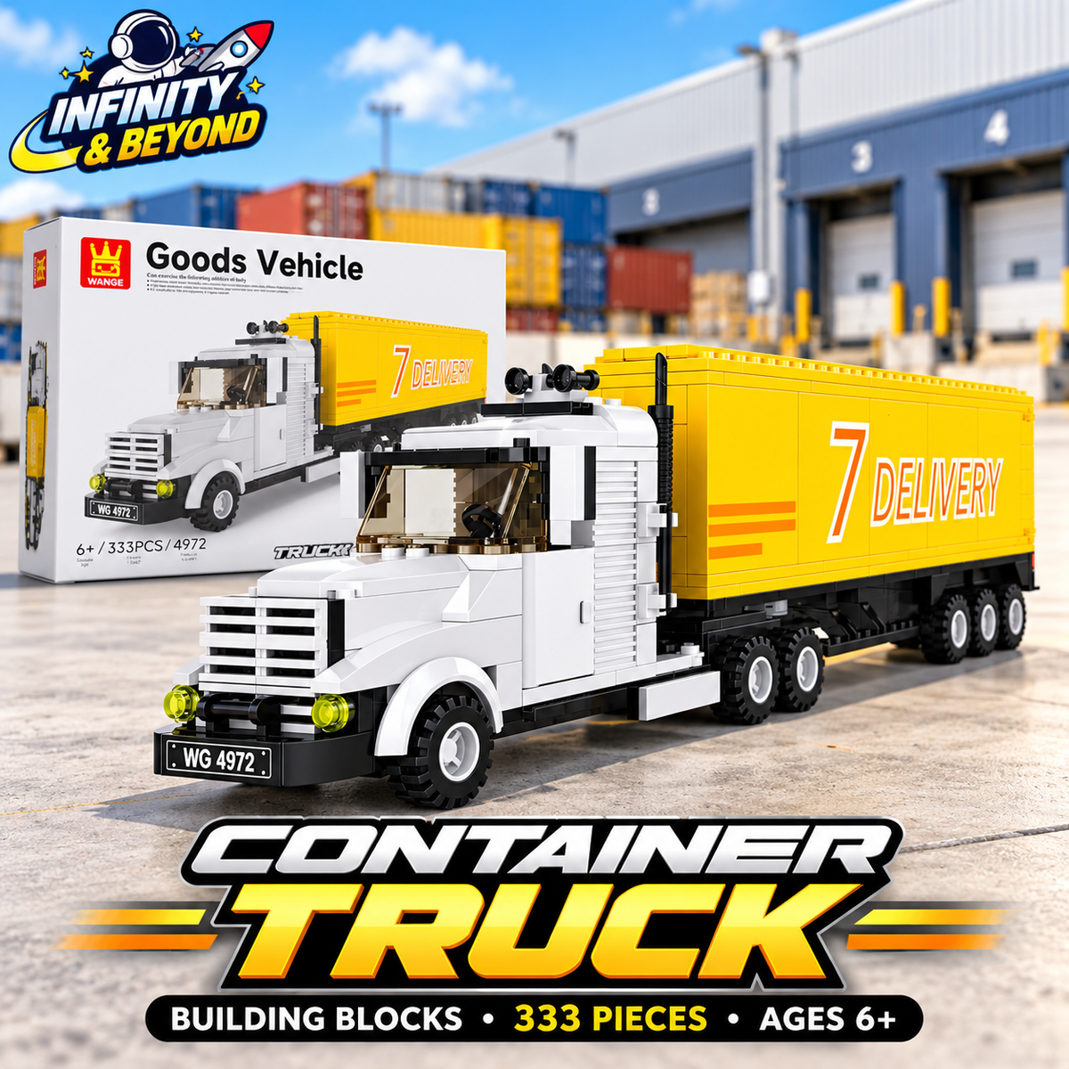 WANGE Container Truck Building Blocks – 333 Pieces styled thumbnail