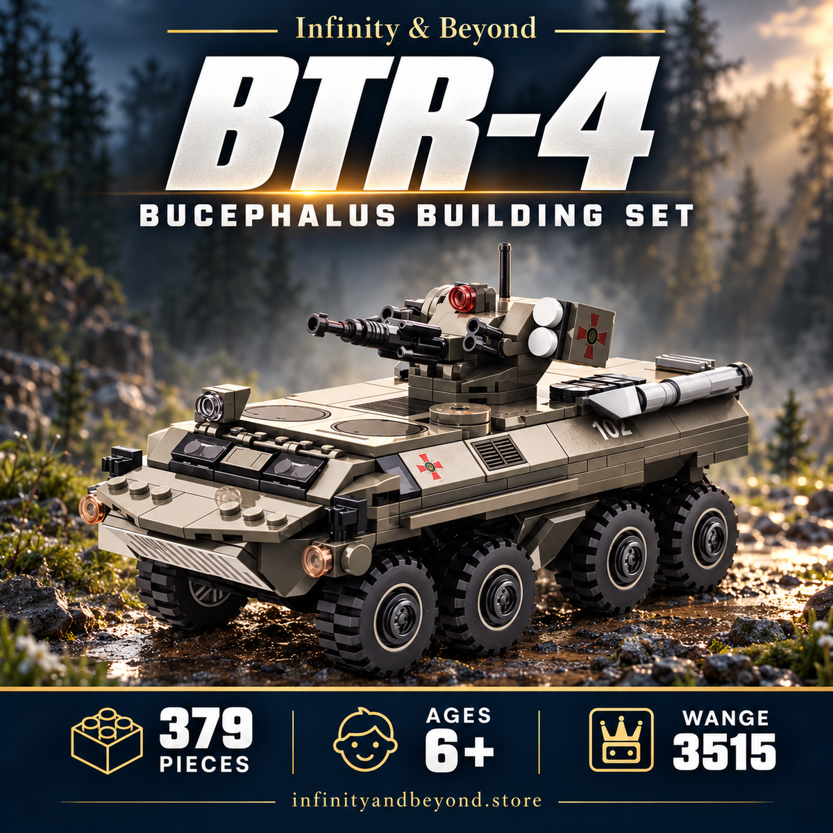 WANGE 3515 BTR-4 Bucephalus — 379 pieces, ages 6+
