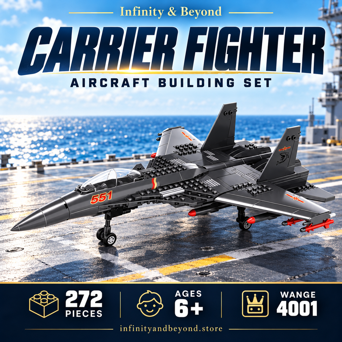 WANGE 4001 Carrier-Based Fighter — 272 pieces, ages 6+