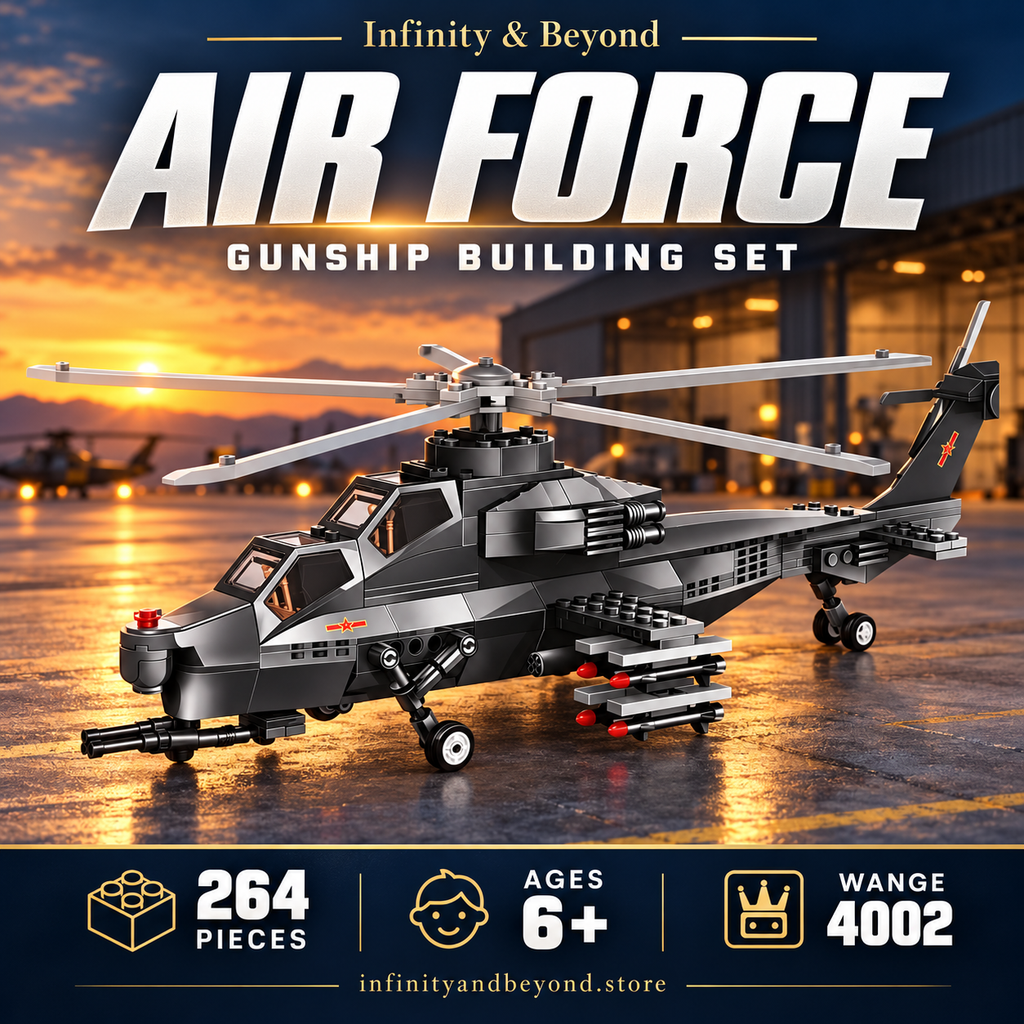 WANGE 4002 Gunship Helicopter — 264 pieces, ages 6+
