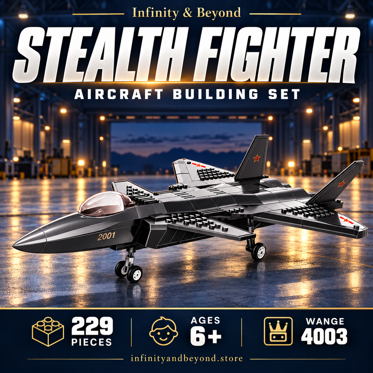 WANGE 4003 Heavy Stealth Fighter — 229 pieces, ages 6+