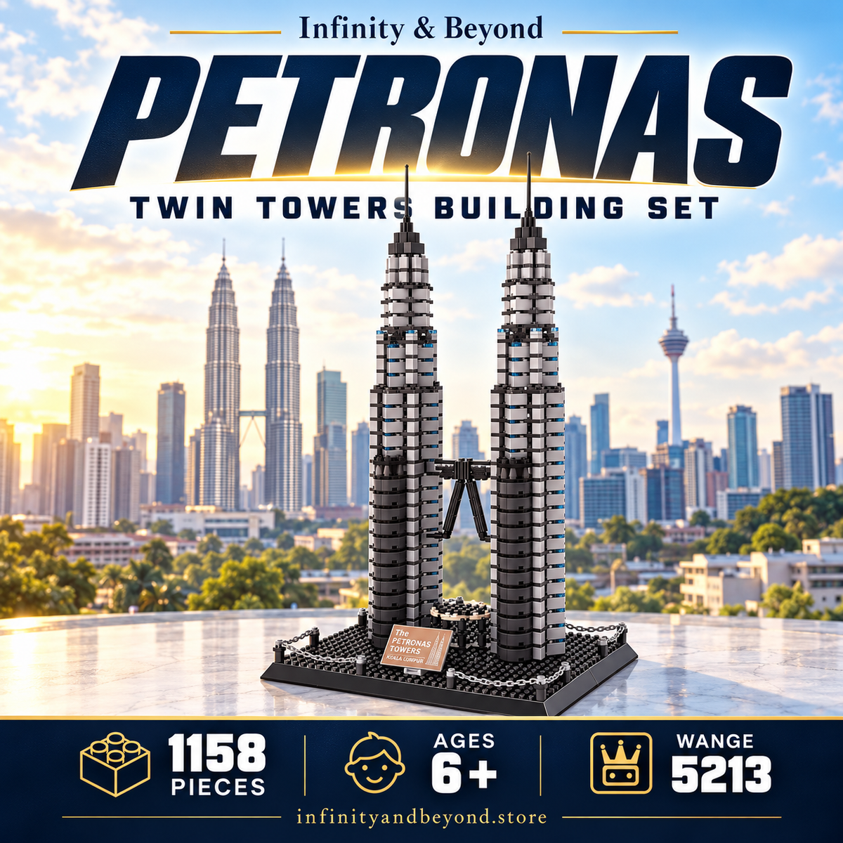 WANGE 5213 Petronas Twin Towers — 1158 pieces, ages 6+
