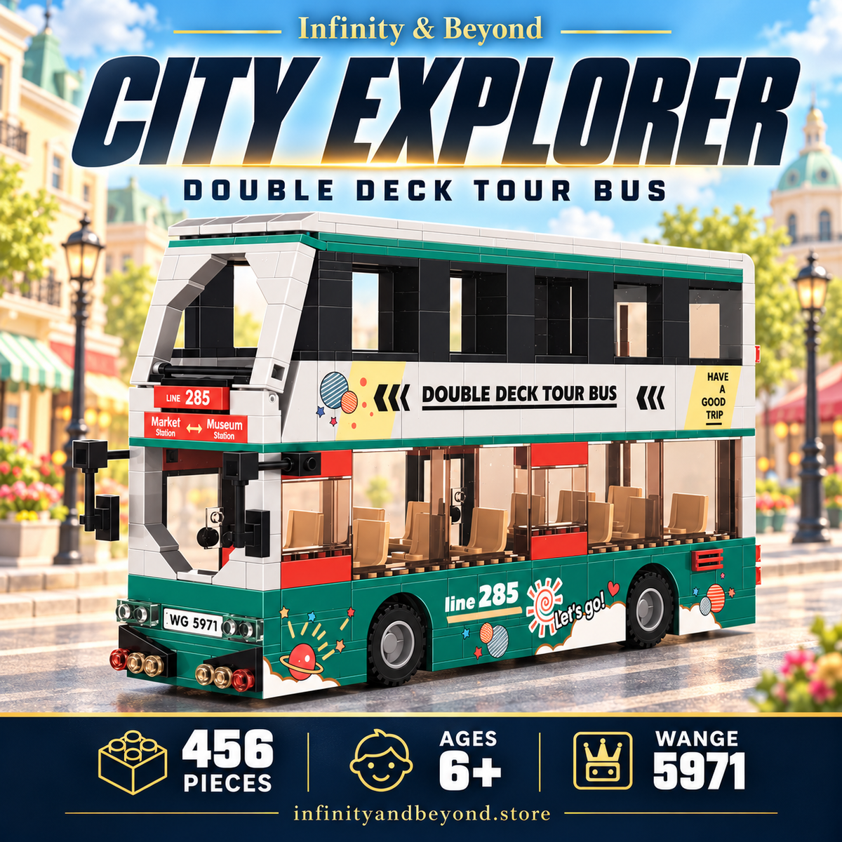 WANGE 5971 Double Deck Tour Bus — 456 pieces, ages 6+